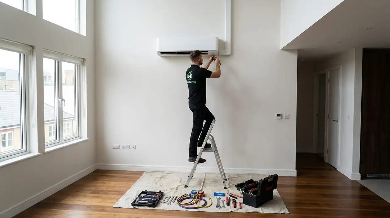 Professional HVAC engineer servicing a system — Mainteniq London